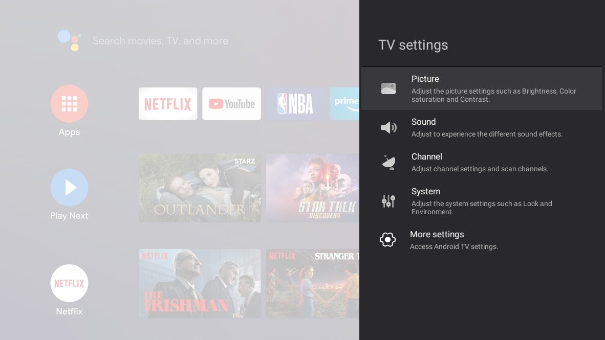 TCL TV remote settings button for accessing menu