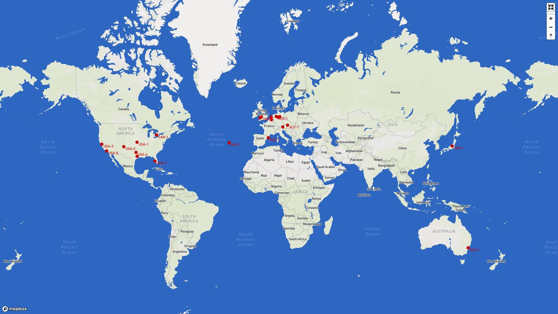 A map of Sky360 stations currently looking out for UFOs around the world.