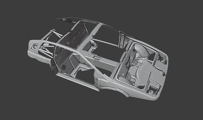 3D car frame scan in 3D software, illustrating results of a DIY automotive scanning project