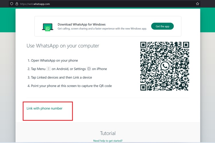 Illustration of how to log in to WhatsApp Web without scanning a QR code.