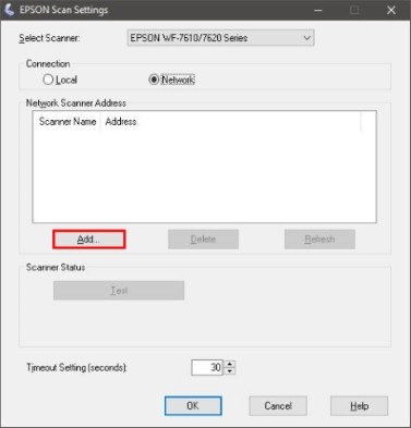 Add Button in Epson Scan Settings for Network Scanner