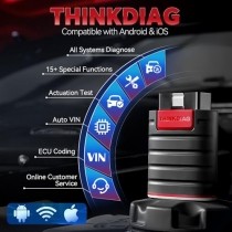 Thinkdiag OBD2 Scanner interface showcasing diagnostic functionalities on a mobile device.