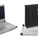 Panasonic Toughbook CF-C2 rugged convertible laptop for car diagnostics, featuring touchscreen and keyboard.