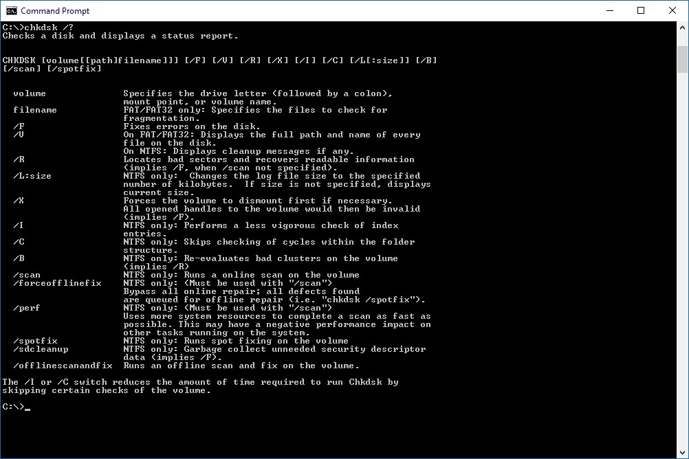 Open Command Prompt to check hard disk errors