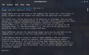 Ike-Scan Help Output in Kali Linux Terminal