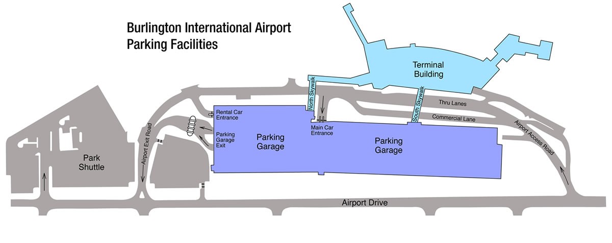 Map of Cell Phone Lot at Burlington International Airport