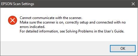 Unsuccessful Network Test in Epson Scan Settings