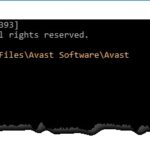 Command Prompt window showing the command to navigate to the Avast installation directory