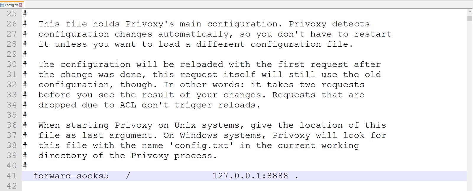 Privoxy Configuration File Example