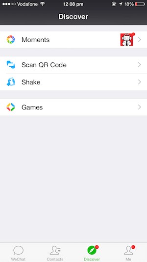 Discover Tab to Scan QR Code on WeChat