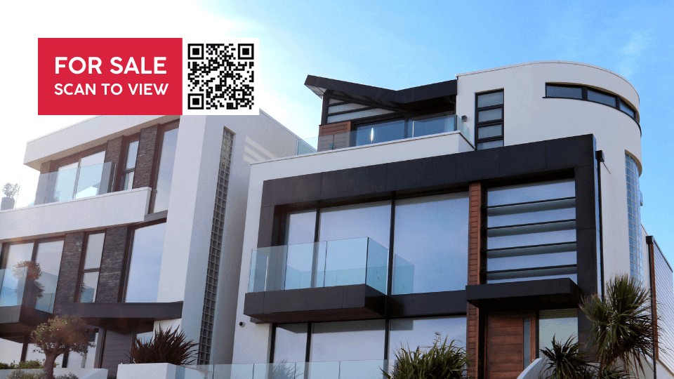 YouTube QR code for virtual home tours on real estate signs